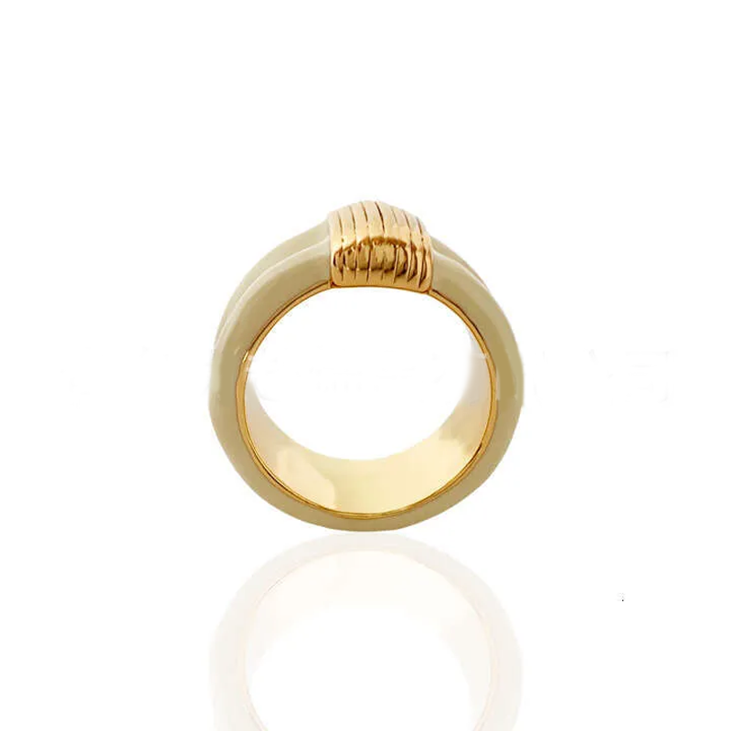 Gold-Plated Copper Vertical Stripe Handmade Enamel Dopamine Color Ring