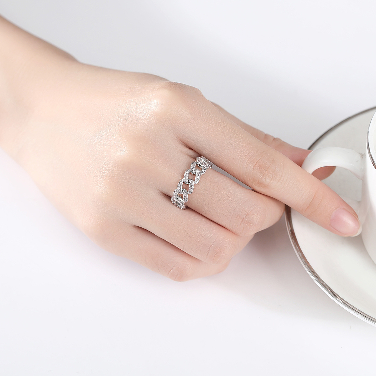 Jinse New Cuban Chain Design Commuter Designer Luxury Jewelry Jewelry Versatile Simple Hip-hop Unisex Ring Korean Fashion Jewelry