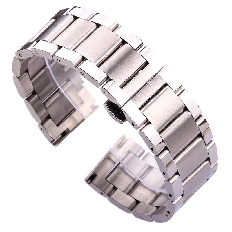 Stainless Steel Watch Band Bracelet 18 20 21 22 23 24mm Women Men Solid Metal Wristband Replacement Strap Accessories With Tool 250723