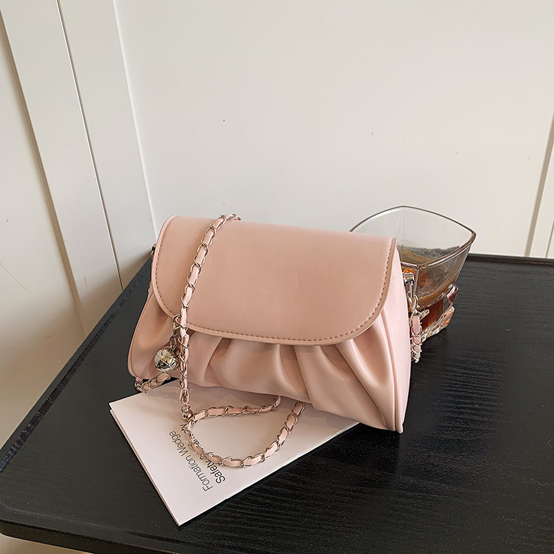 2025 Summer New Women's Shoulder Bag Fashion Summer New Solid Color Folded Handbag Cute Simple Chain women's Women's Crossbody Bag New 