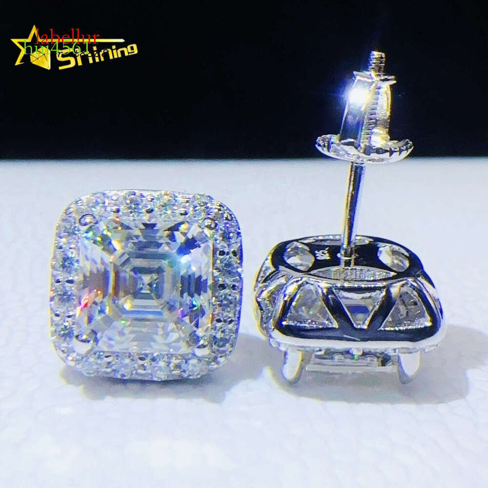 Pass Tester Hip Hop Jewelry Sier Lab Dia VVS Moissanite Iced Out Stud Earrings