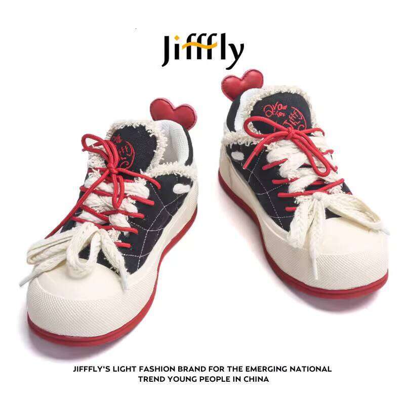 Jiffflyx Qingwantian Q.VONTON Women's Versatile White Shoes Thick Sole Height Increasing Casual Sports Sneakers