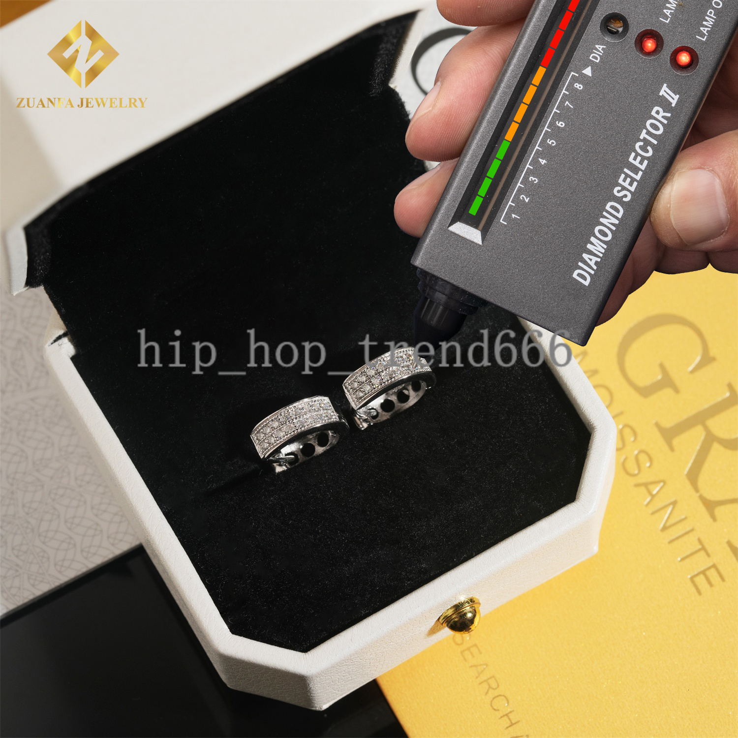 Men Style Hip Hop Fashion Stud Earring 925 Sterling Silver Jewelry VVS Moissanite Hoop Iced Out Earring