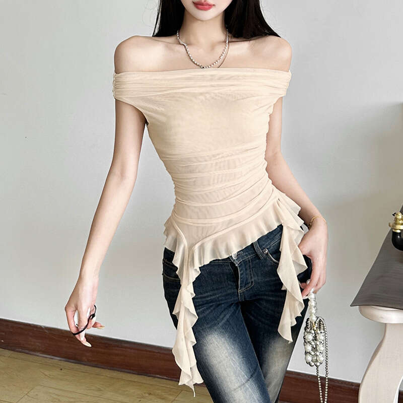 2025 Summer New Fashion Casual Waist-Cinching Slim Irregular Ribbon Floral Off-Shoulder Women's Dress b45