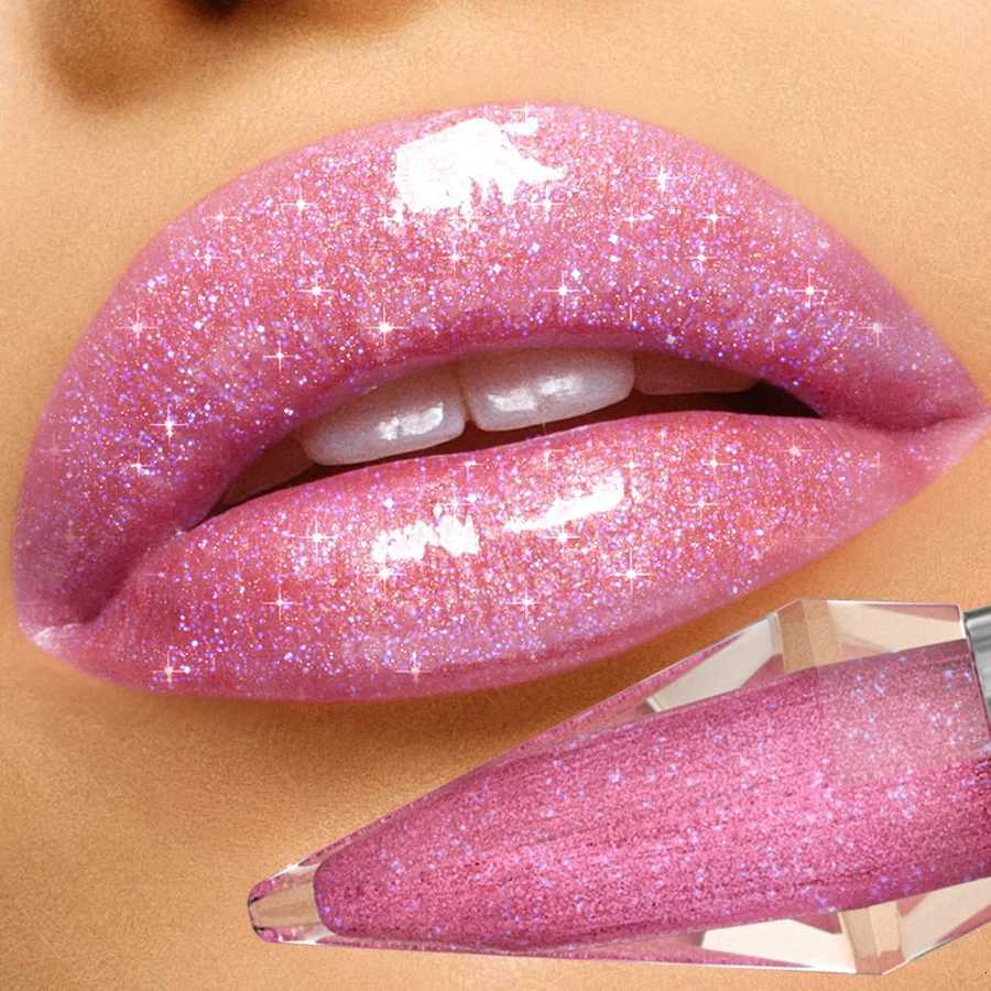 8 Color Glitter Shimmer Lip Gloss Moisturizing Lip Tinted Fuller Lip Effect Diamond Liquid Lipstick Makeup Sexy Lip Care GiftsXJ250724