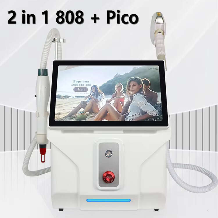 Dual Handles 808 Diode Laser + Picosecond Laser Hair Removal Skin Brightening 5 Probes Picolaser Tattoo Removal Anti-Pigment Device Freckle Birthmark 