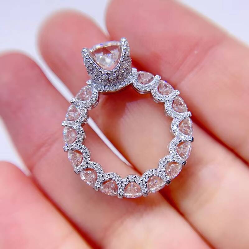 Vintage Style 925 Silver Real Gold Fully Iced VVS Lab Diamond Ring Moisasnite