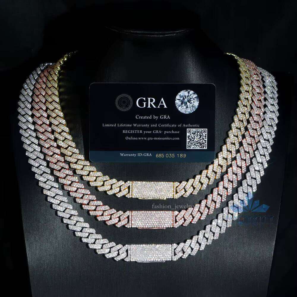 Fast Shipping VVS Necklace Sterling Sier Moissanite Cuban Link Chain