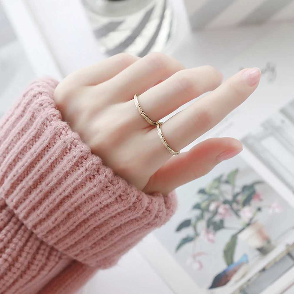SUNIBI frosted stainless steel ring for women fashionable and simple gold finger ring wedding gift wholesale of jewelry for girls W250417