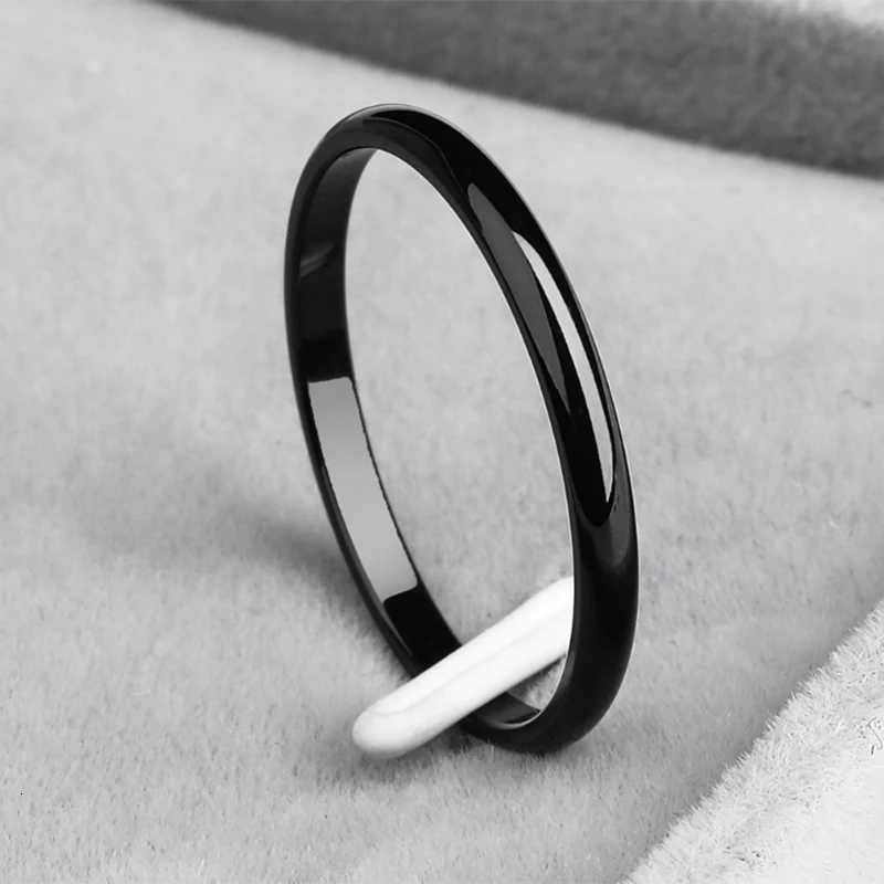 Auxaxme Fashion Simple Smooth 2/4/6/8mm Womens and Mens Finger Rings Stainless Steel Couple Wedding Anniversary Jewelry Gifts W250417