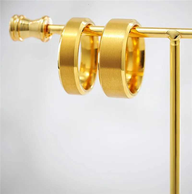 TIGRADE Pure Titanium Ring Gold 6MM 8MM Brushed Wedding Band Luxury and Comfortable Suitable for Men and Women Anti Allergy W250417