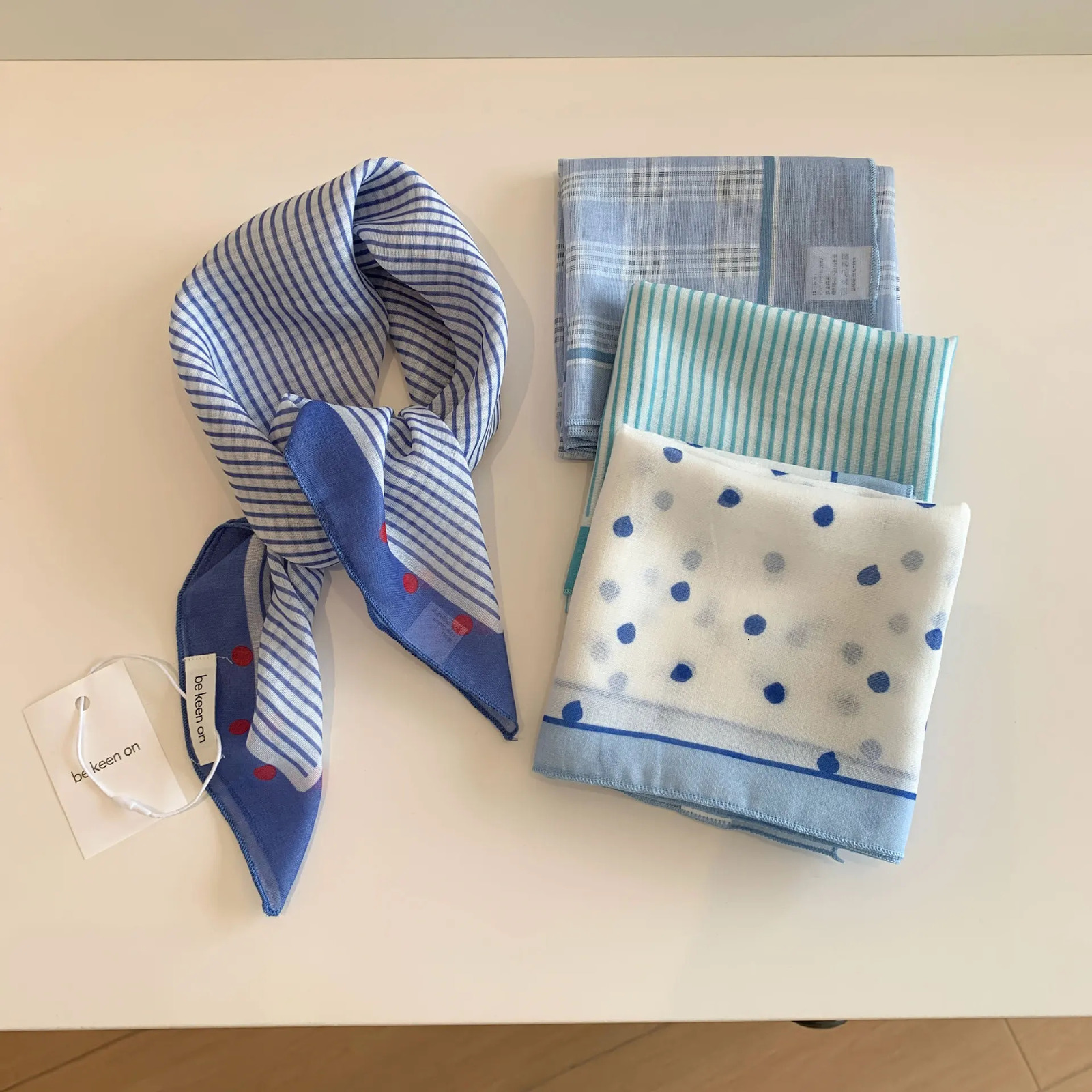 Blue Womens Spring Summer Style Versatile Breathable Square Scarf Headband Trendy Triangle Scarf Fashionable Hair Accessory 250723