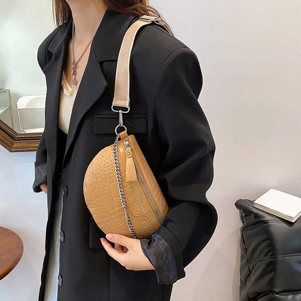 Wan Ch Bags Fi PU Leather Crossbody Ch Bags Alligator Pattern Wen Waist Bag Casual Chains Travel Fanny Pack Y250724