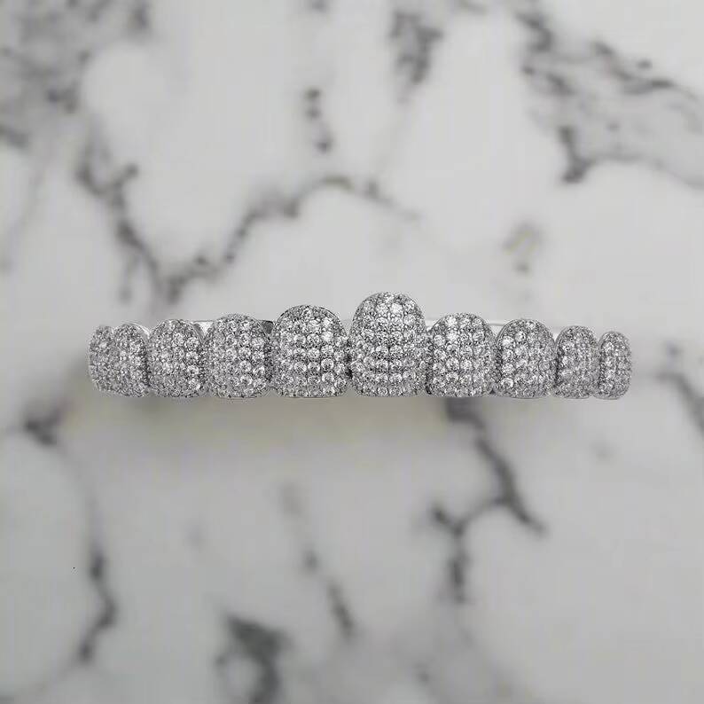 Custom 925 Silver Iced Out VVS Moissanite Grillz Teeth Can Diamond test Men Hiphop Jewelry rapper grillz iced out grillz