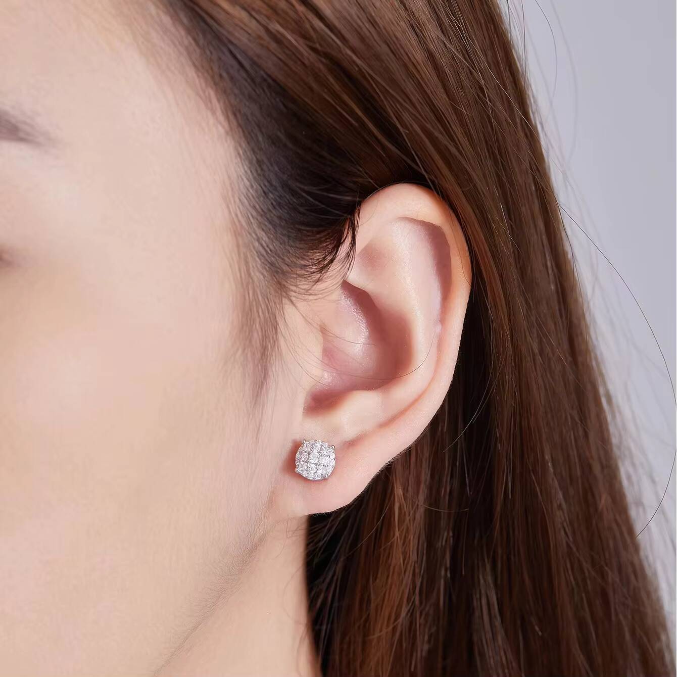 Wholesale 925 Sterling Silver VVS Moissanite Earring Round Fine Jewelry Weddings Birthdays S925 Silver Stud Earrings