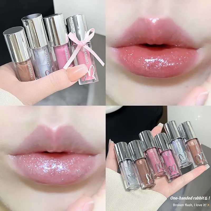 Water Light Pink Shiny Lip Gloss Lasting Moisturizing Plumper Shimmer Jelly Brown Lip Oil Reduce Liplines Liquid Lipstick MakeupXJ250724