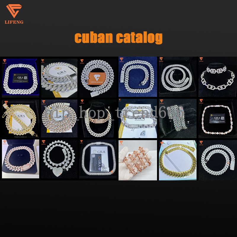 925 Sterling Silver Iced Out VVS Moissanite Diamond Pendant Fine Jewelry Hip Hop Cuban Link Chain Men Gold Plated White Gold