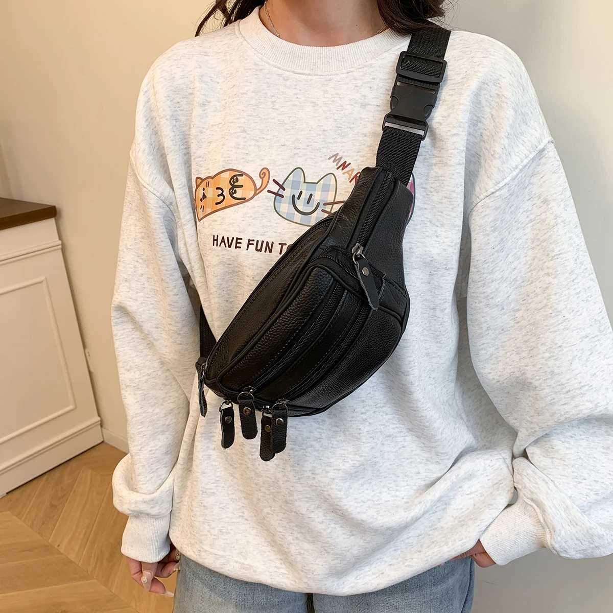 Leather Waist Bag Casual Small Square Hip Packs Crossbody Multi-functional Outdoor Phe Pouch Belt Bag Fanny Pack Shoulder Bags Y250724