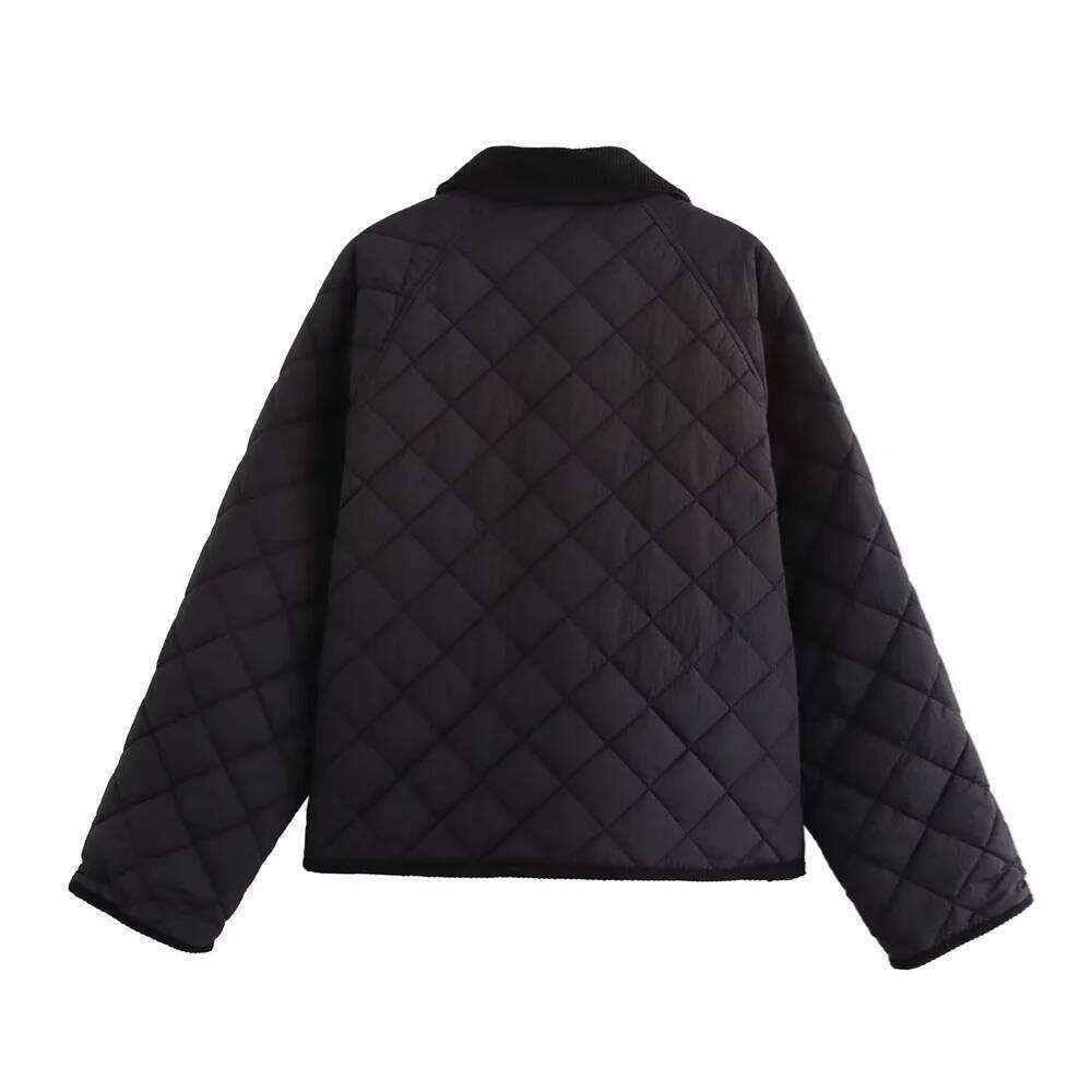 Taop&Za Women's Long Sleeved Autumn/Winter New Collection Two Tone Dia Short Edition High Necked Cotton Jacket