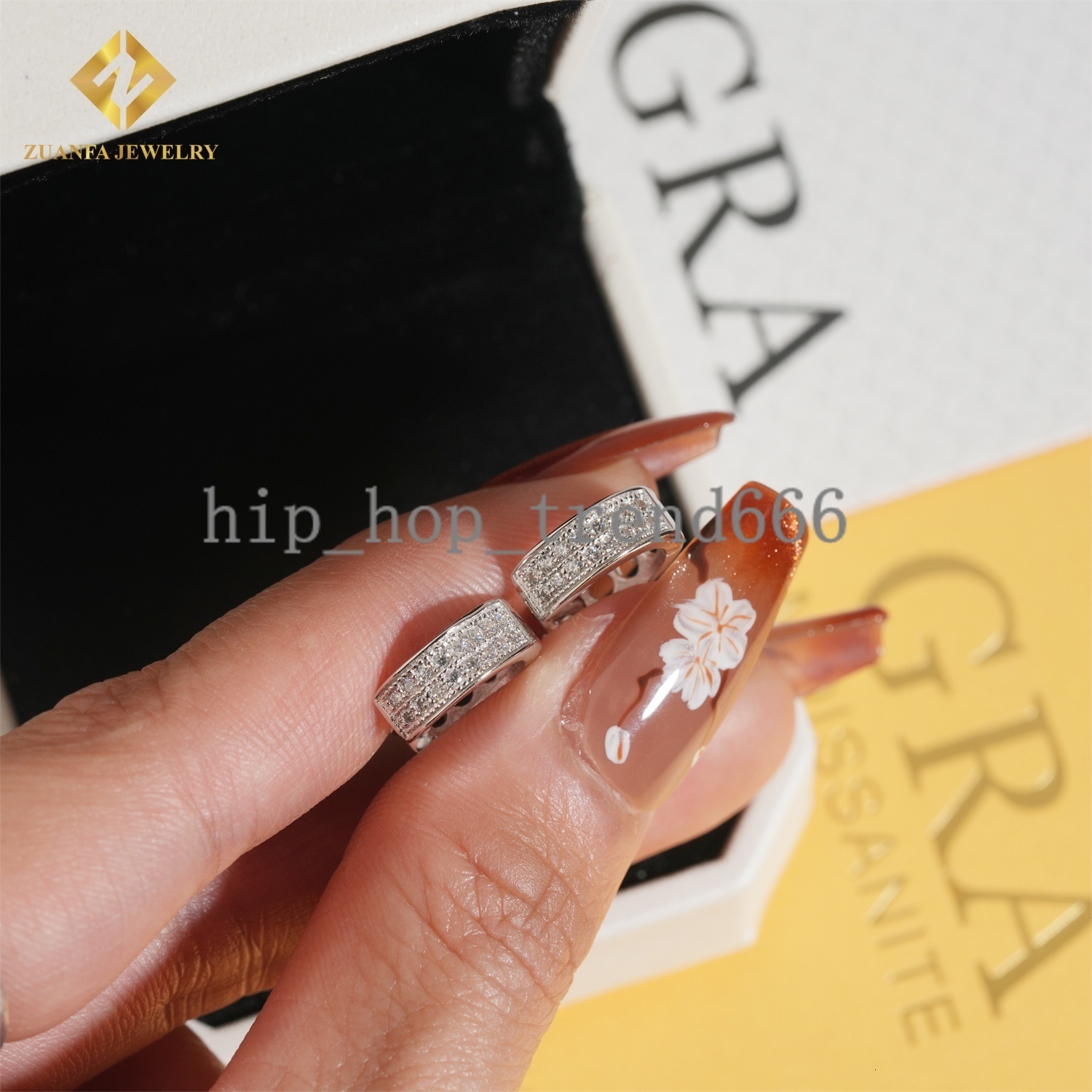 Men Style Hip Hop Fashion Stud Earring 925 Sterling Silver Jewelry VVS Moissanite Hoop Iced Out Earring