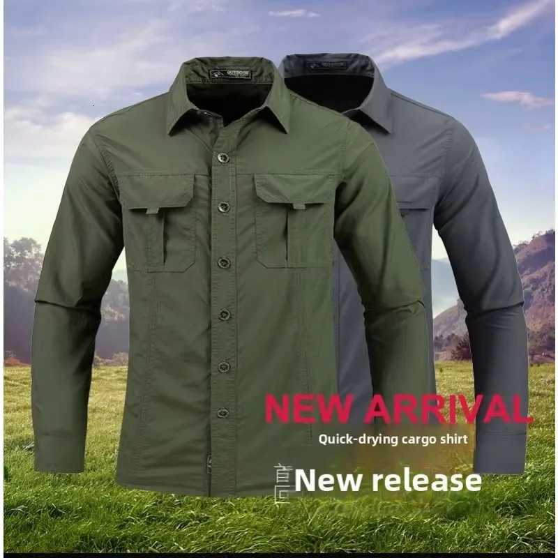 Mens New Lightweight Quick-Drying Shirt Tactical Casual Military Long-Sleeved shirts Breathable Sport Sunscreen Hiking Shirts Y250724