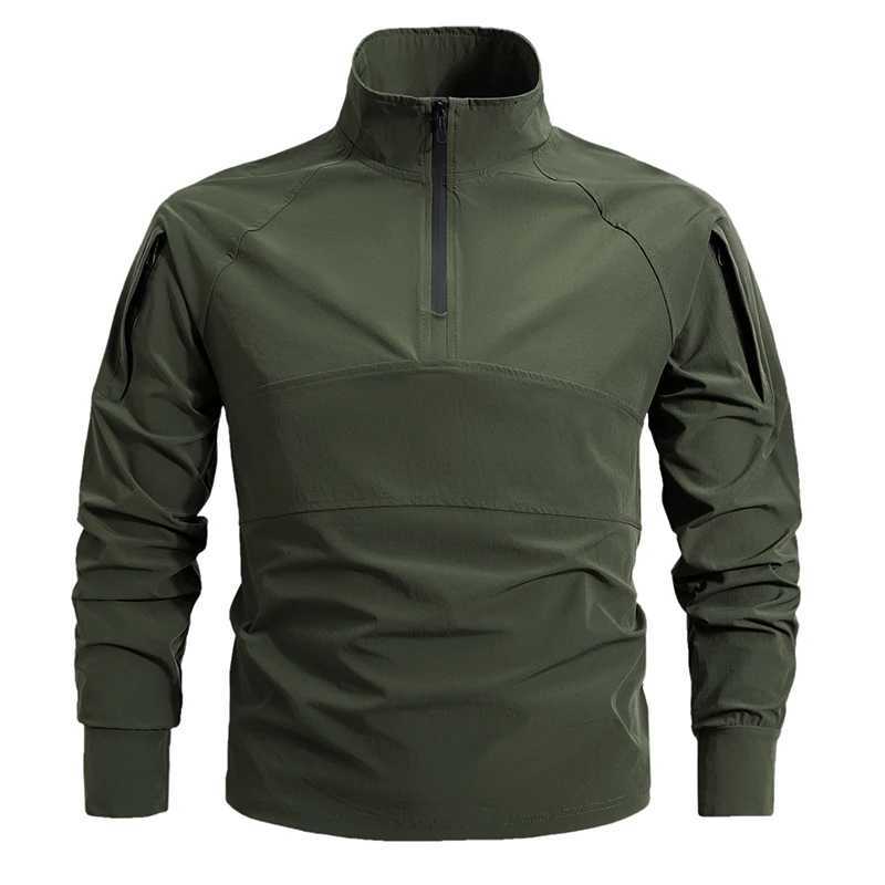 Mens Summer Work Shirt 1/4 Zipper Long Sleeve Shirt Outdoor Fishing Hiking Shirt Casual Pullover Wear resistant Mens Style Y250724