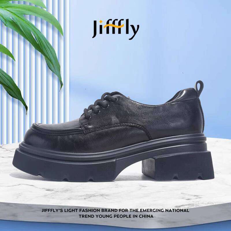 Jiffly Women's Thick Sole Loafers - British Style Casual Slip-On Shoes for Fall/Winter