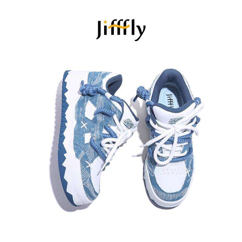 Jifffly Men's Sneakers 2025 Summer New Denim Jeans Trendy Bread Couple Sports Shoes
