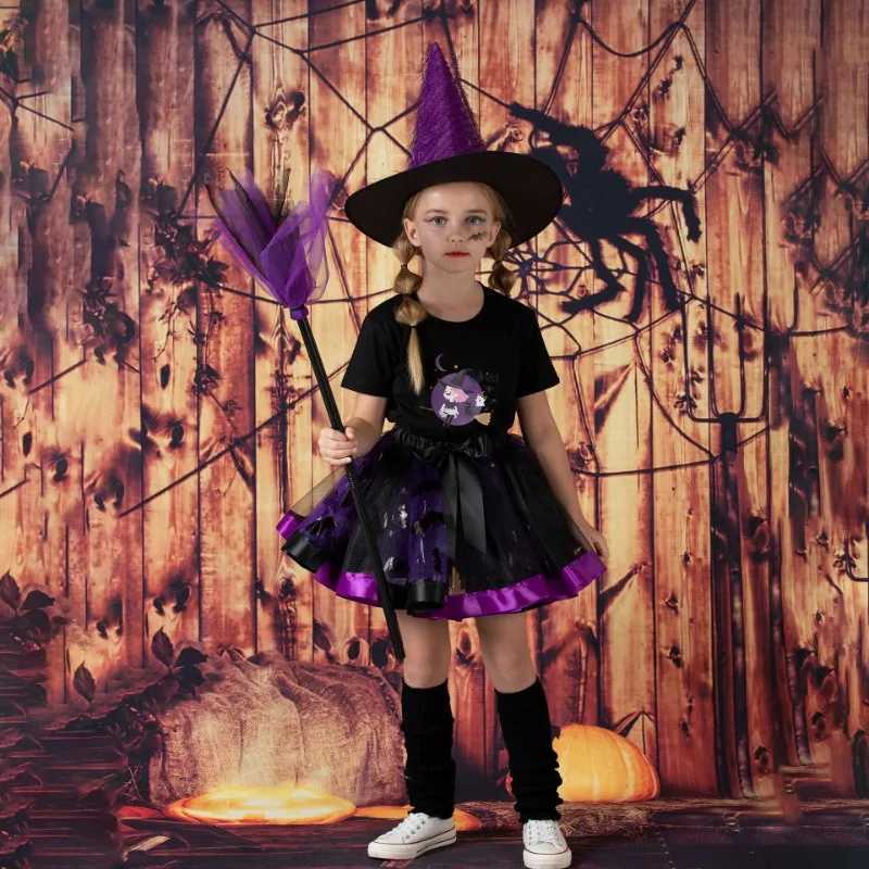Halloween Girls Skirt 3Pcs Outfits For Kids Christmas Carnival Par Cosplay Costume Mesh Tutu Skirt 1-8 Years Children Clothing Z250725