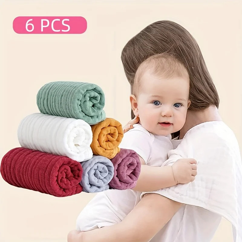 6pcs Baby Burp Cloths Large 6Layer Absorbent Cotton born Feeding Towel Soft Durable for Infants Multipurpose Vibrant Colors 250725