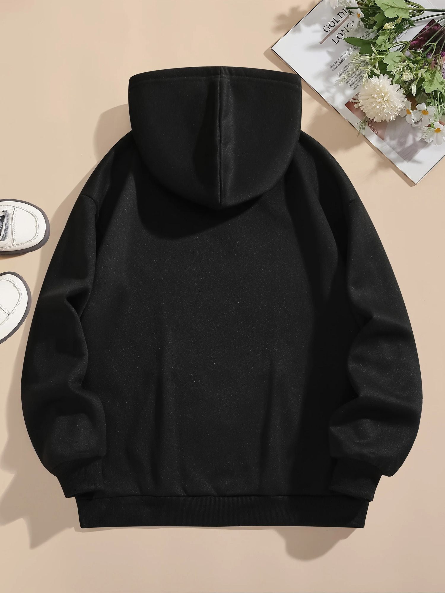 Letter Print Hoodie Drawstring Long Sleeve Casual Hooded Sweatshirt For Winter Fall Womens Clothing 250725