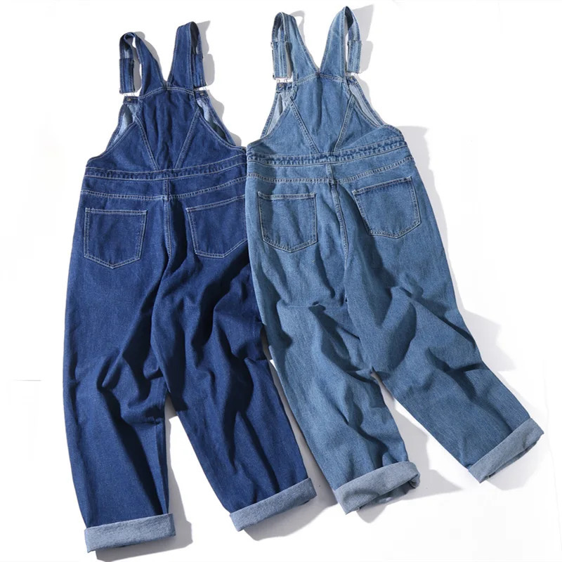 Mens Plus Size Denim Bib Overalls Classic Big Pocket Cargo Jeans Loose Working Coveralls Suspenders Jumpsuits Dark Light Blue 250725