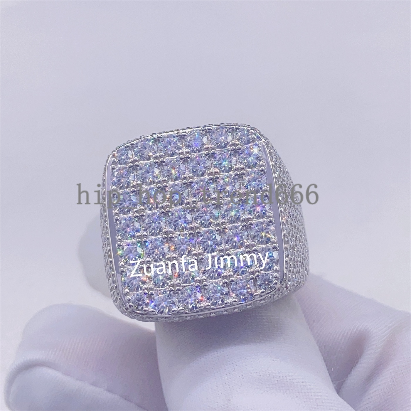 Fashion Jewelry Hip Hop Ring 14k Gold Plated White Gold Plated 925 Silver with Vvs Moissanite Pinky Ring for Man