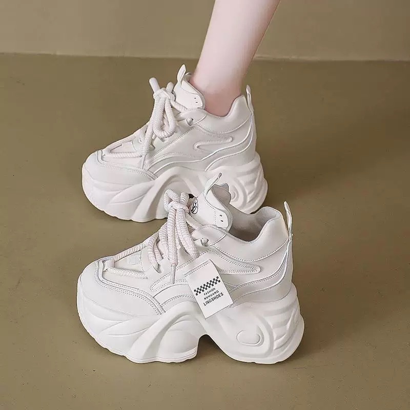 2025 Summer New 9cm Height Increasing Women's Thick Sole Petite High Heel Dad Versatile Sports Casual Shoes ddmythur