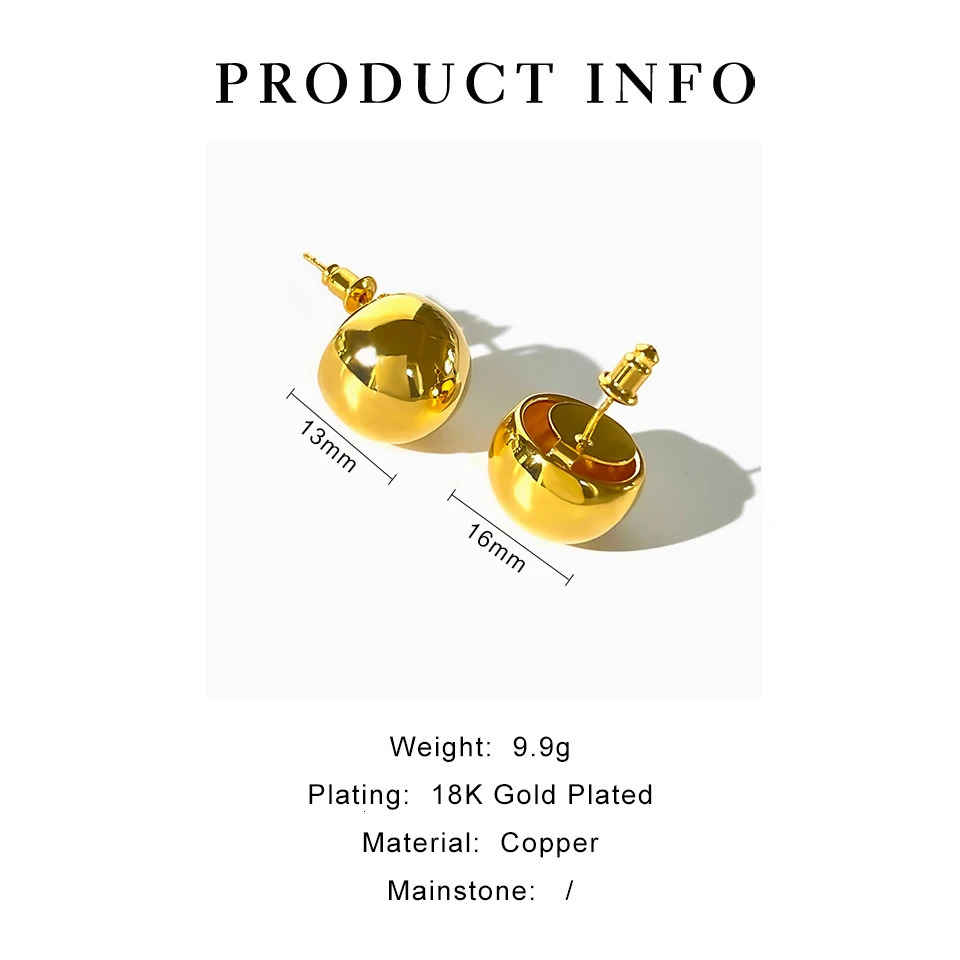Perisbox Minimalist Gold Silver Plated Chunky Ball Stud Earrings for Women High Polish Thick Bold Sphere Dome Post Earring Gift 250722