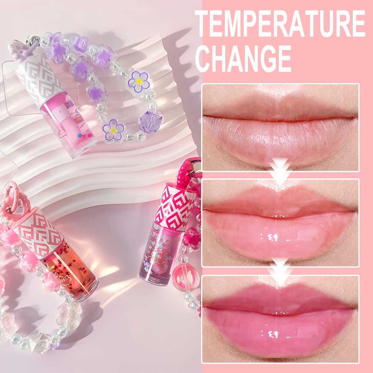 3 colors randomly sent mobile phone pendant portable lip gloss natural nude color cute and moisturizingXJ250724