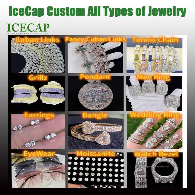 Custom Deep Perm Cut Grillz S925 Silver VVS Moissanite 16/20 Teeth Hip Hop Style 14K 18K White Gold Diamond Iced Out Grillz Gift