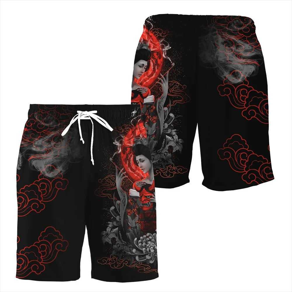Japan Sakura Samurai Beach Shorts Quick Dry Men Sexy Bodybuilding Harajuku Summer Casual Male Gym Pour Homme Low Waist Fitness W250724