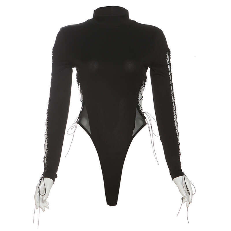 2024 Women's Autumn and Winter New Solid Color Sexy Long Sleeve Half High Collar Slim Bodysuit for Women cbc