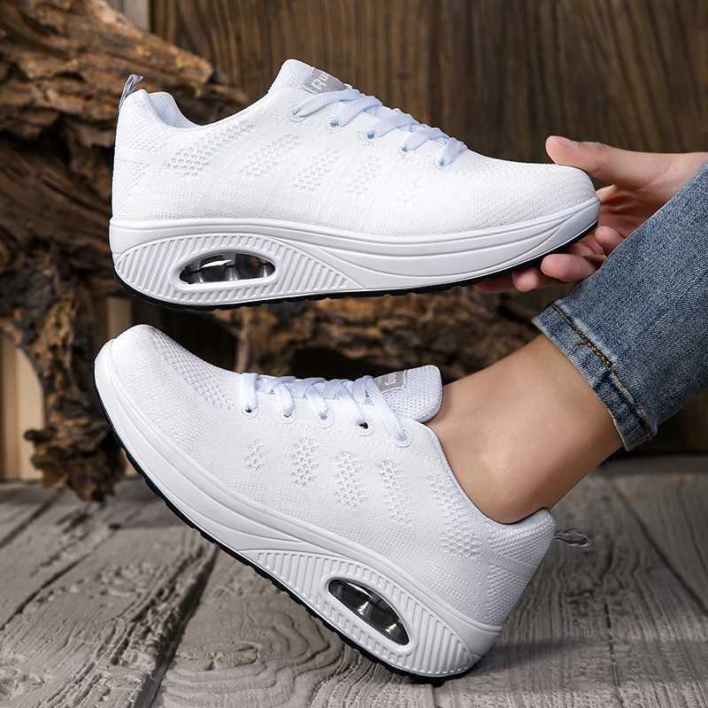 Womens Fi Casual Sneakers Breathable Mesh Air-Cushioned Summer Shoes Comfortable Heightening Female Footwear XJ250725