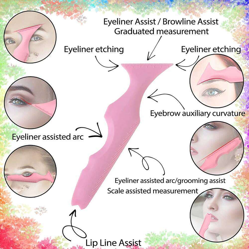 1pc Stencils Ruler Reusable Silicone Winged Tip Eyeliner Aid Eyebrow Pencil Stencil 5 in1 lti-Functional Makeup Tools X250725