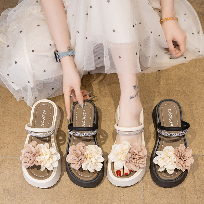 Ddmysports Platform Flower For Women Summer New Outdoor Dress Fairy Style Non Slip Beach Sandals Outdoor Shoes