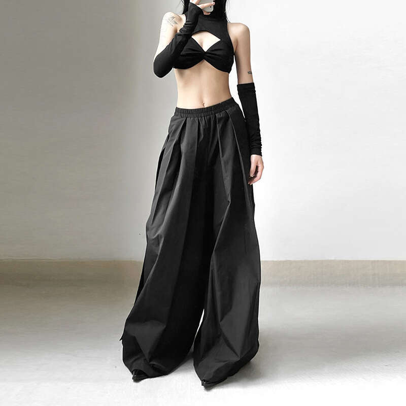 2023 Spring Summer New Women's Solid Color Street Fashion High Waist Loose Casual Wide Leg Pants 200