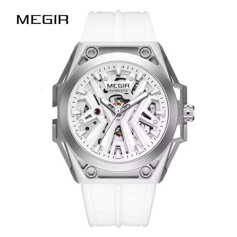 MEGIR Men's Skeleton Automatic Watch - 316L Steel, 50M Waterproof, Luminous, Silicone Strap - Bulk Wholesale Watch