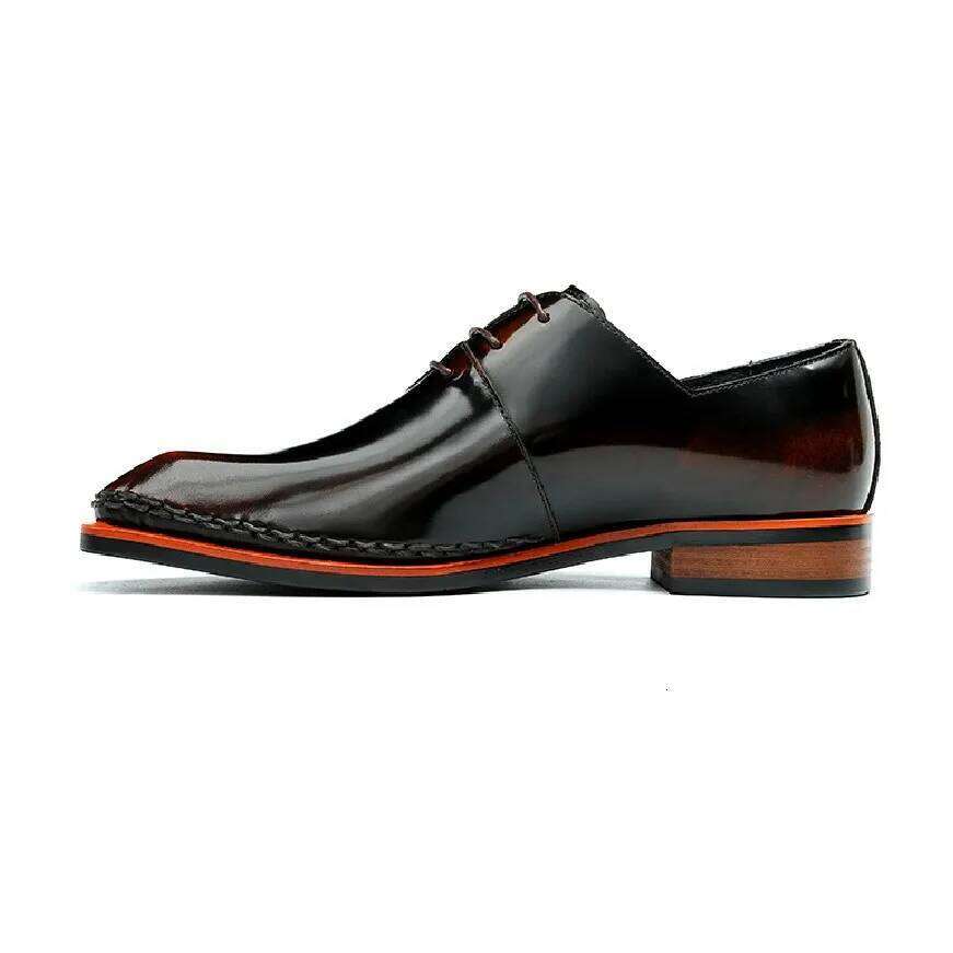 Men High-Gloss Patent Leather Dress Shoes Premium Handcrafted Oxfords with European Square Toe Available in Large Sizes