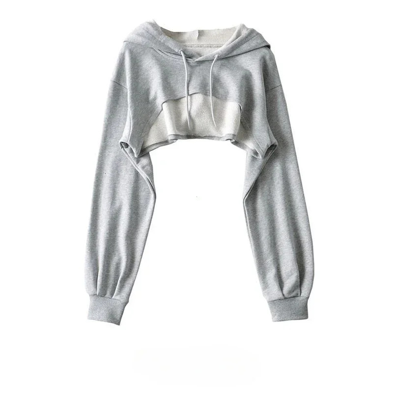 Hoodie Female Personality Irregular Crop Ultra Short Style Long Sleeve Top Drop Sweatshirt Y2k Clothes 250725