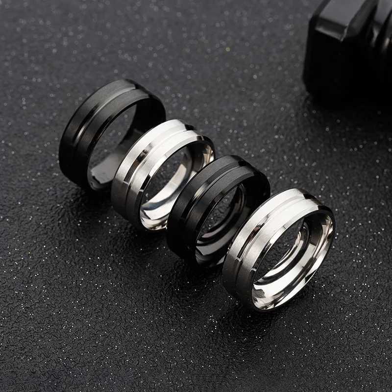 Titanium Steel Frosted Ring Middle Groove for Women Men Jewelry Gift Birthday Present Adjustable Size 5-14 Y250724