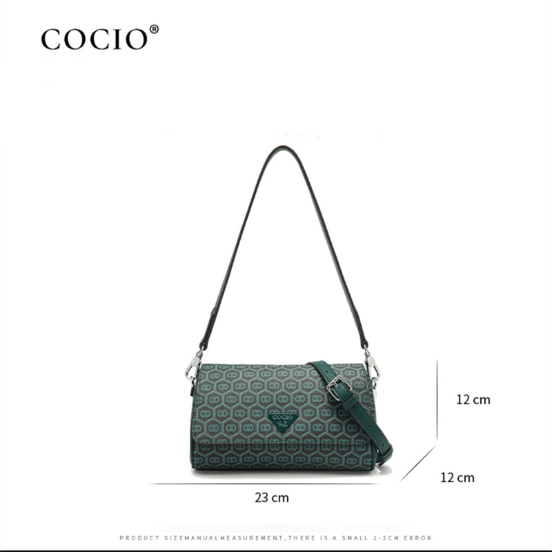 COCIO designer bag New Peacock Green Single Shoulder Underarm Bag Casual Pillow Bag Popular Versatile Womens Bag