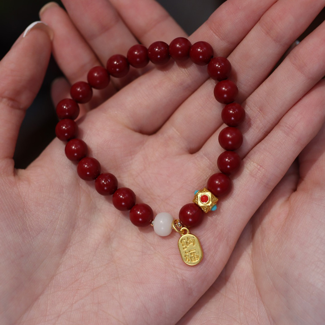 New Design Chinese Style Natural Purple Gold Sand White Jade Blessing Bracelet Vintage Gift for Girlfriend