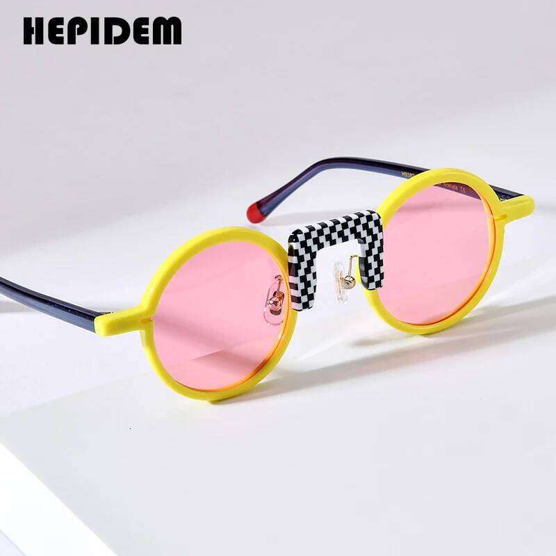 HEPIDEM Acetate Polarized Sunglasses Women New in Trendy Famous Brand Designer High-end Retro Vintage Round Sun Glasses y2k 9382